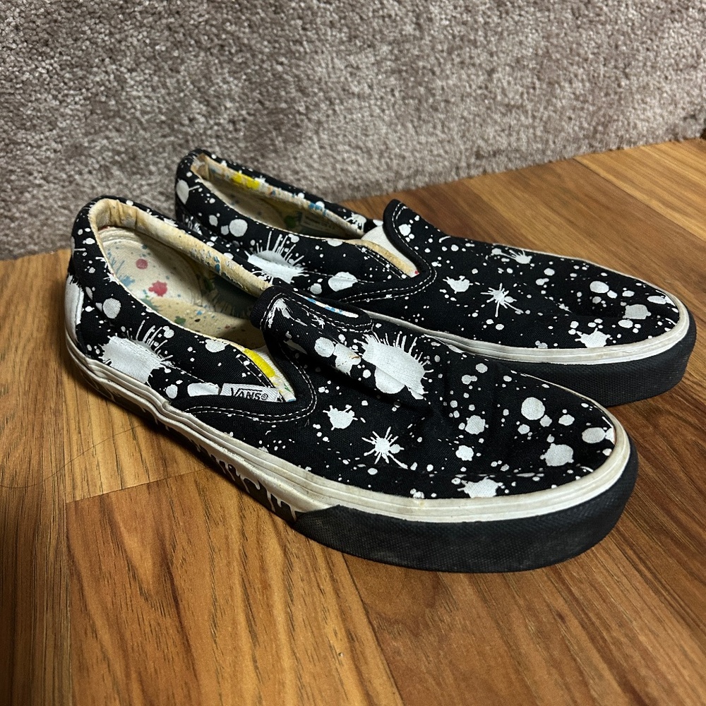 VANS Paint Splatters Classic Slip Ons Sz 8